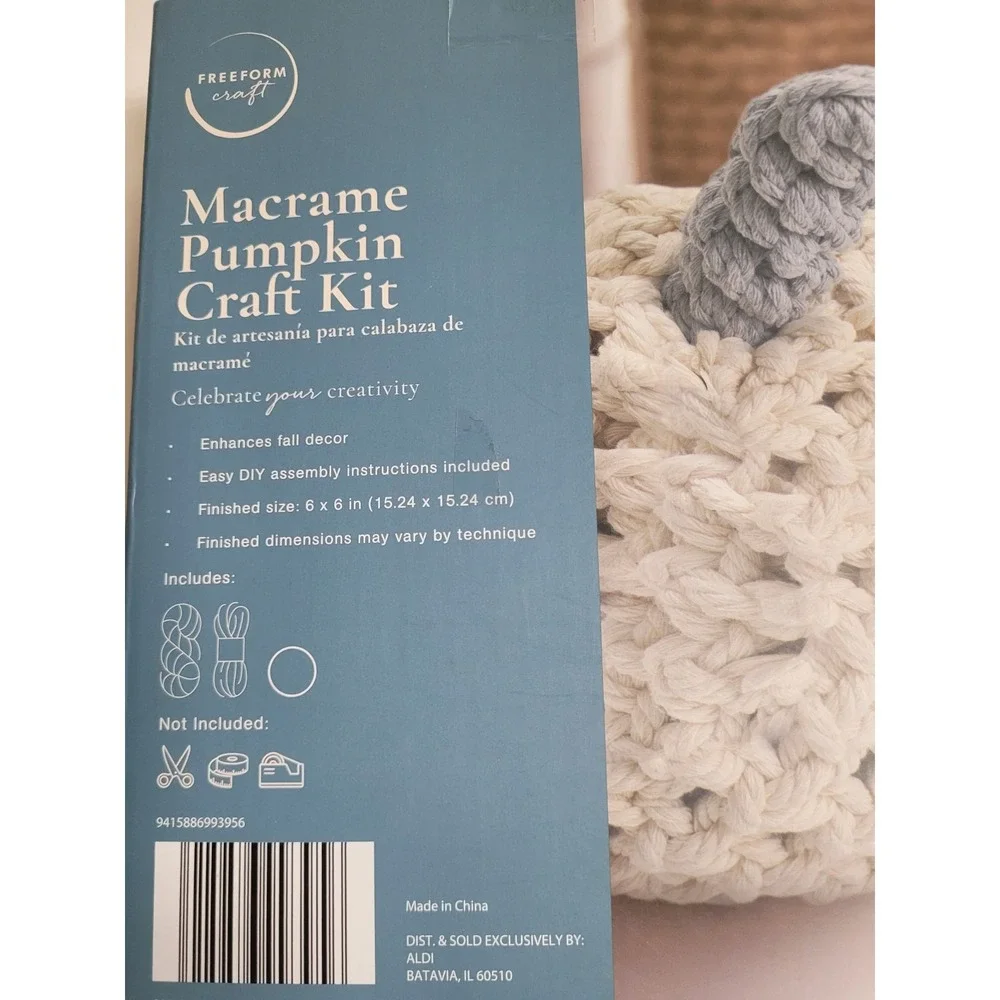 Freeform Macrame Pumpkin Craft Kit Fall Decor Beginner Friendly,‎ set of 2 Aldis